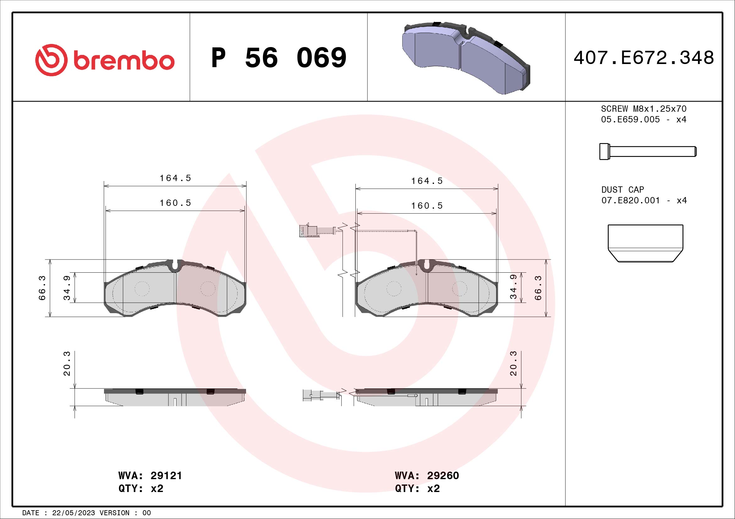 A.B.S. P 56 069 BREMBO Bremsbelagsatz, Scheibenbremse